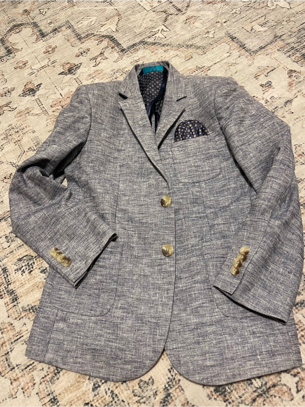 Boys Grey Textured Blazer